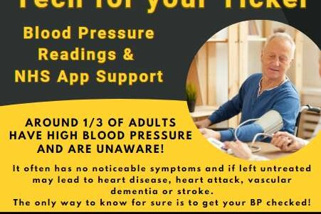 'Tech for your Ticker' - Drop-in session for Blood Pressure Readings and NHS App Support (Yarn Barton, Beaminster 24th September 1:30-4:30pm)