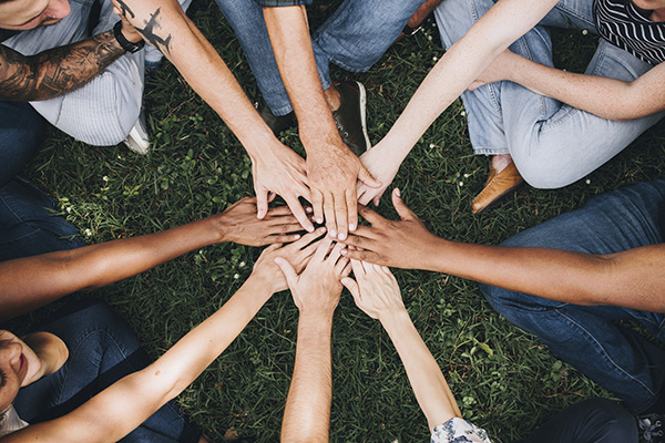 A group holding hands