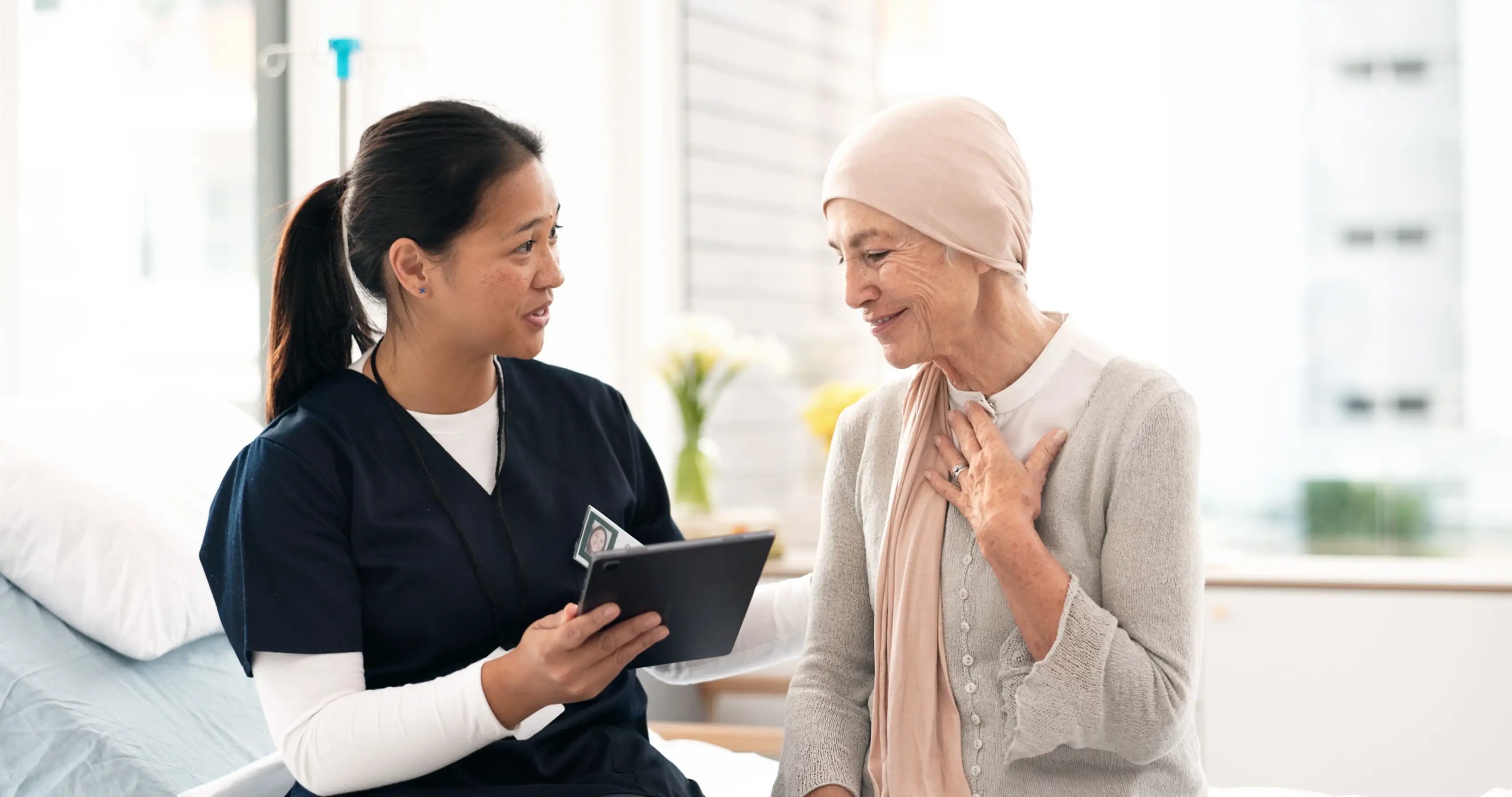 nurse with cancer patient